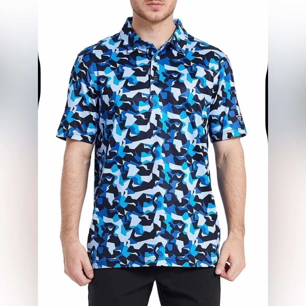 Maelreg performance blue and black polo athletic shirt